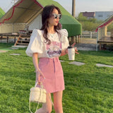 ヴィンテージピンクパフTシャツ