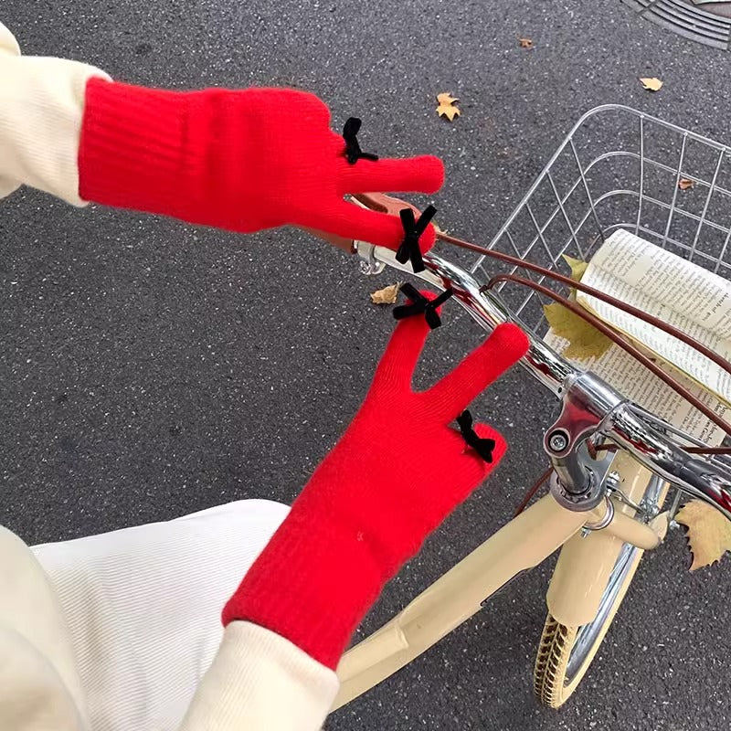 ミニリボンカラー手袋