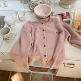 ベア刺繍ワンカラーカーディガン