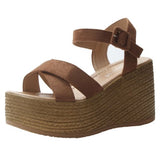 クロスベルトウェッジソールサンダル