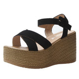 クロスベルトウェッジソールサンダル