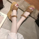 クロスベルトウェッジソールサンダル