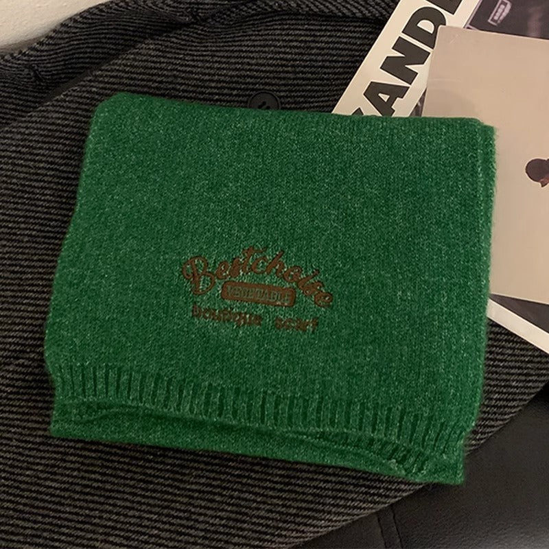 ロゴ刺繍ミディアムニットマフラー