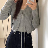 フロントタイリブカーディガン