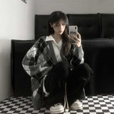 モノトーンアーガイルルーズカーディガン