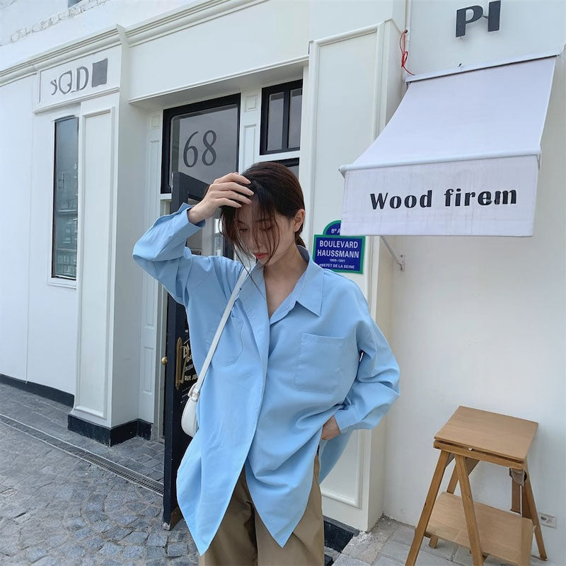 ワンボタンルーズシャツ