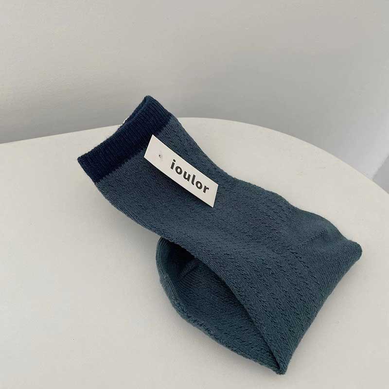 バイカラーデザインリブソックス