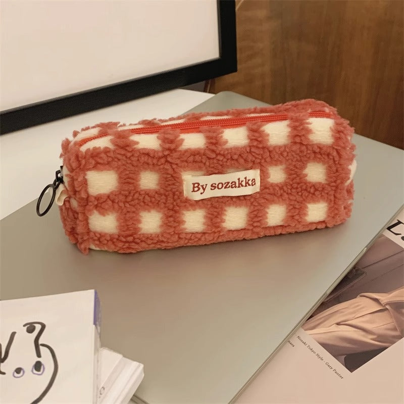 チェックファーペンケース