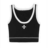 クロスマークリブトップス&リブスカートSET