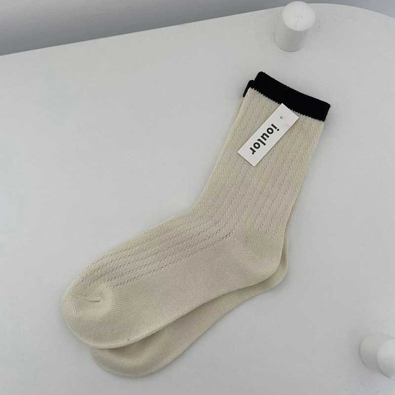 バイカラーデザインリブソックス