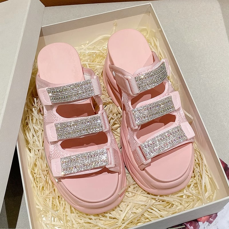 厚底グリッタースポーツサンダル