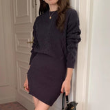 ケーブルニットスイッチングワンピース