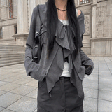 ルーズフリルリボンカーディガン