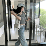 ウエストレースドットデニム