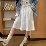 ワンカラーミディアムフリルスカート