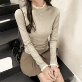 ハイネックレイヤードフリルロンT