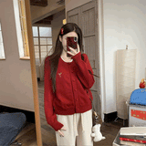 リボンレイヤードニットトップス