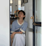 ブルーロゴメッシュサマーニット