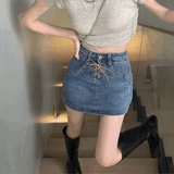 レースアップウエスタンデニムスカート