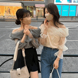 オフショルダーオーガンジートップス