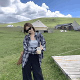 ルーズチェックネルシャツ