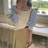 レイヤードベストブラウス