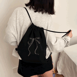 リボンラインストーンナップザック