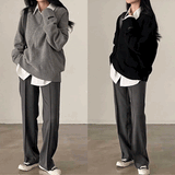 ワンポイントタグVネックニット