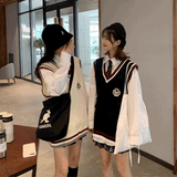 トリコロールアクセントニットベスト