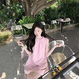 ホルダーネックドロストバルーンワンピース