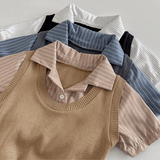 レイヤードベストシャツトップス