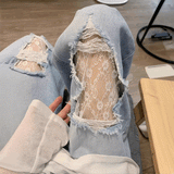 ダメージレースアジャストデニム