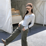 ボタンネックラビットロンT