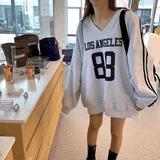 Vネックトラックナンバースウェット