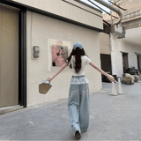 レイヤードフリルウォッシュデニム