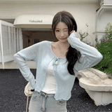 リボンエアスルーカーディガン