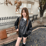 シンプルレザーブルゾン