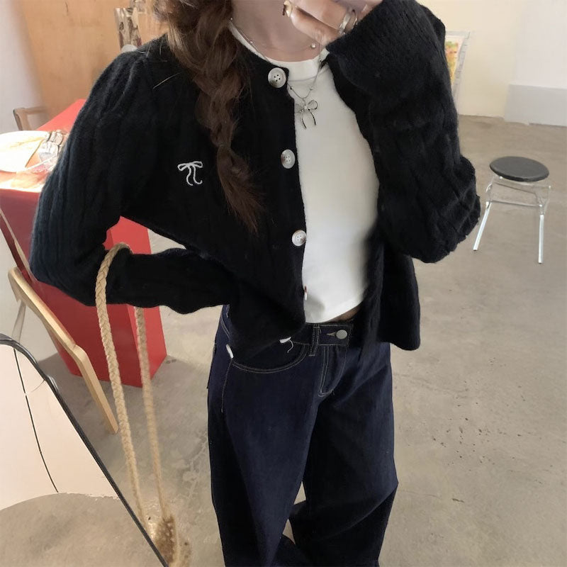 ミニリボンロゴカーディガン