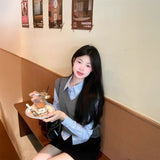 ストライプブルーシャツ&ニットベストSET