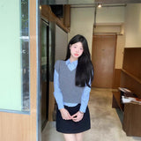 ストライプブルーシャツ&ニットベストSET