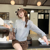 ワンポイントケーブルポロニット