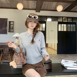 ワンポイントケーブルポロニット