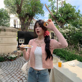 ゴールドボタンケーブルカーディガン