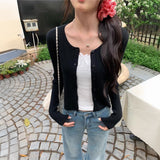 ゴールドボタンケーブルカーディガン