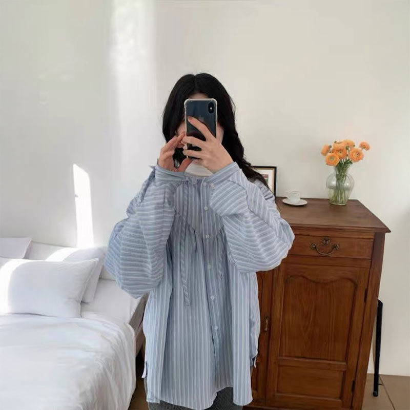 ベビーフリルストライプシャツ