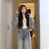 グレーショートラップカーディガン