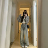 グレーショートラップカーディガン