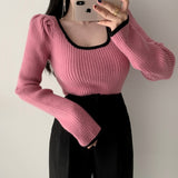 リンガーリブUネックニット