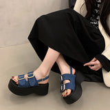 デニムリボンストラップサンダル