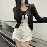 リボンエアスルーカーディガン